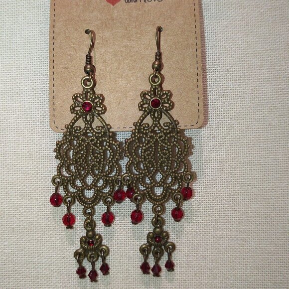 NWT Handmade Boho Earrings Artisan Handcrafted Dangle and drop earrings Goth - Picture 4 of 16